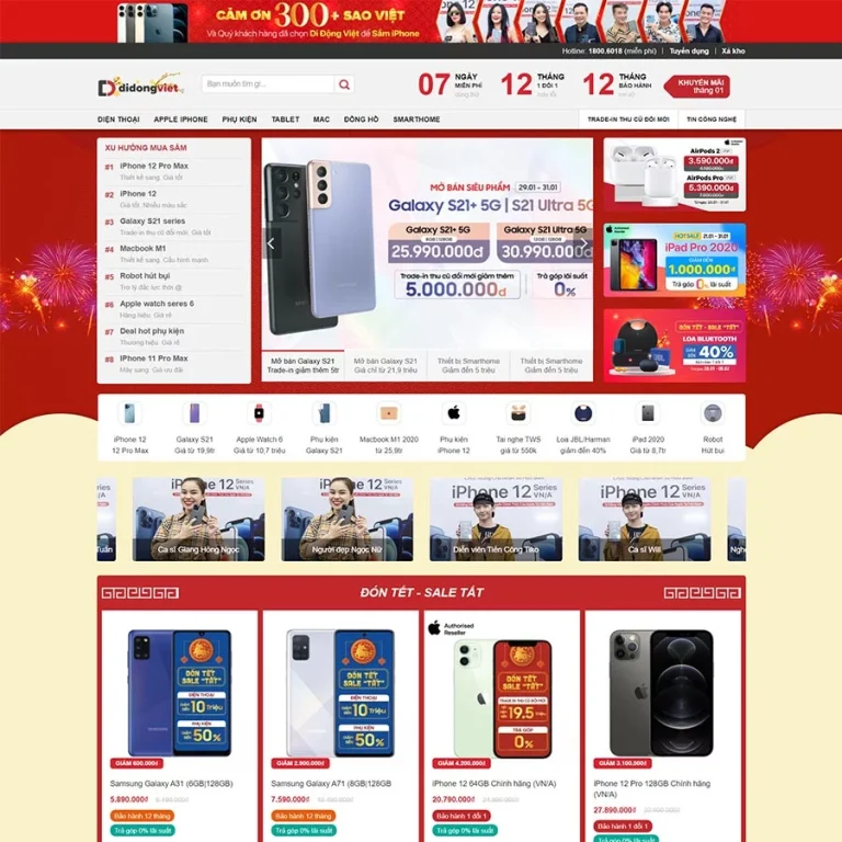 Mẫu web bán điện thoại di động – shop online