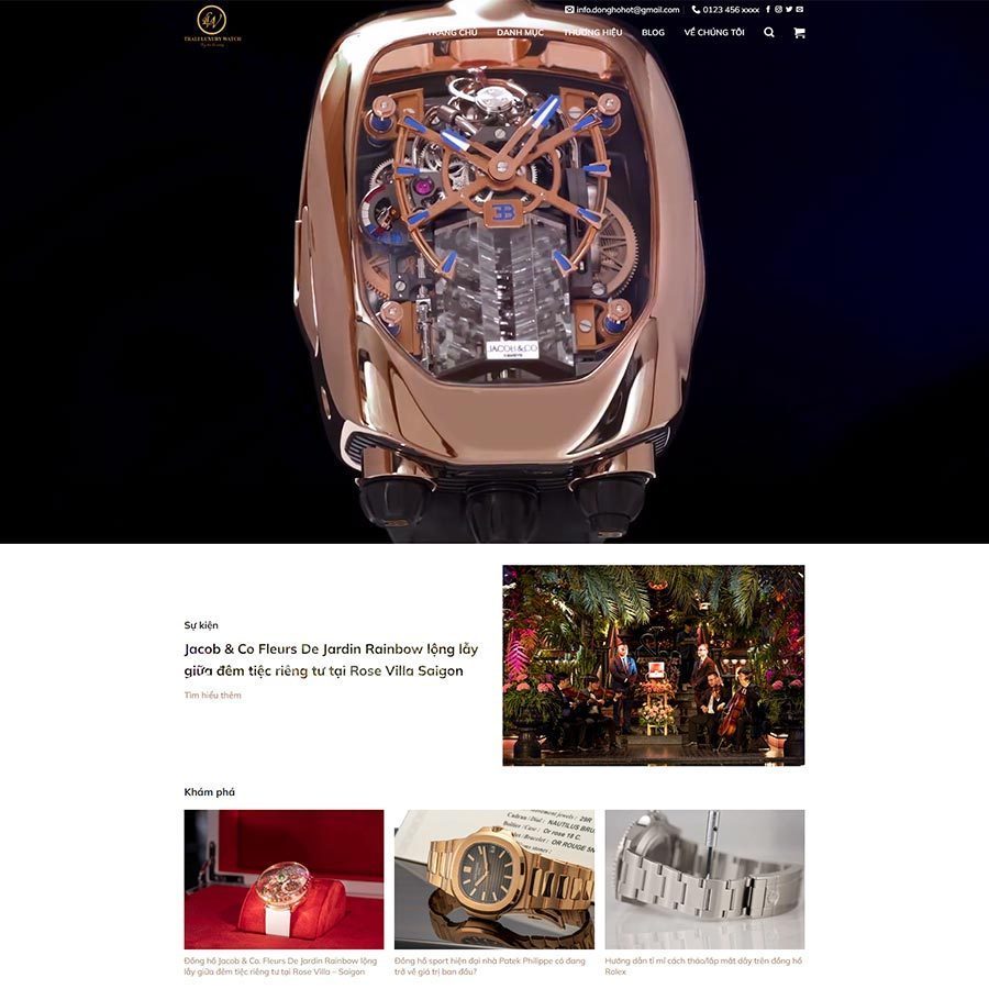 Mẫu web bán đồng hồ cao cấp 02 – shop online – màn hình 1