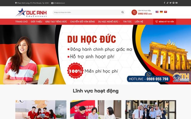 Mẫu web đào tạo, du học đức 02