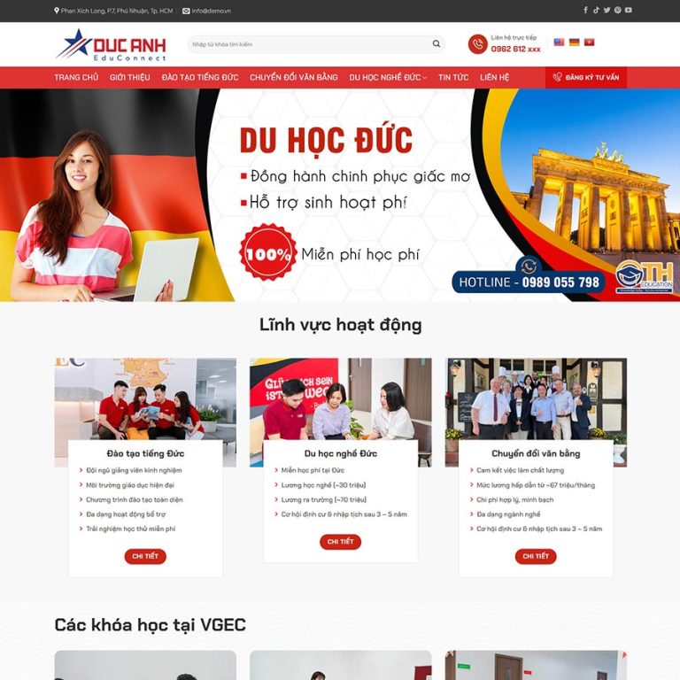 Mẫu web đào tạo, du học đức 02