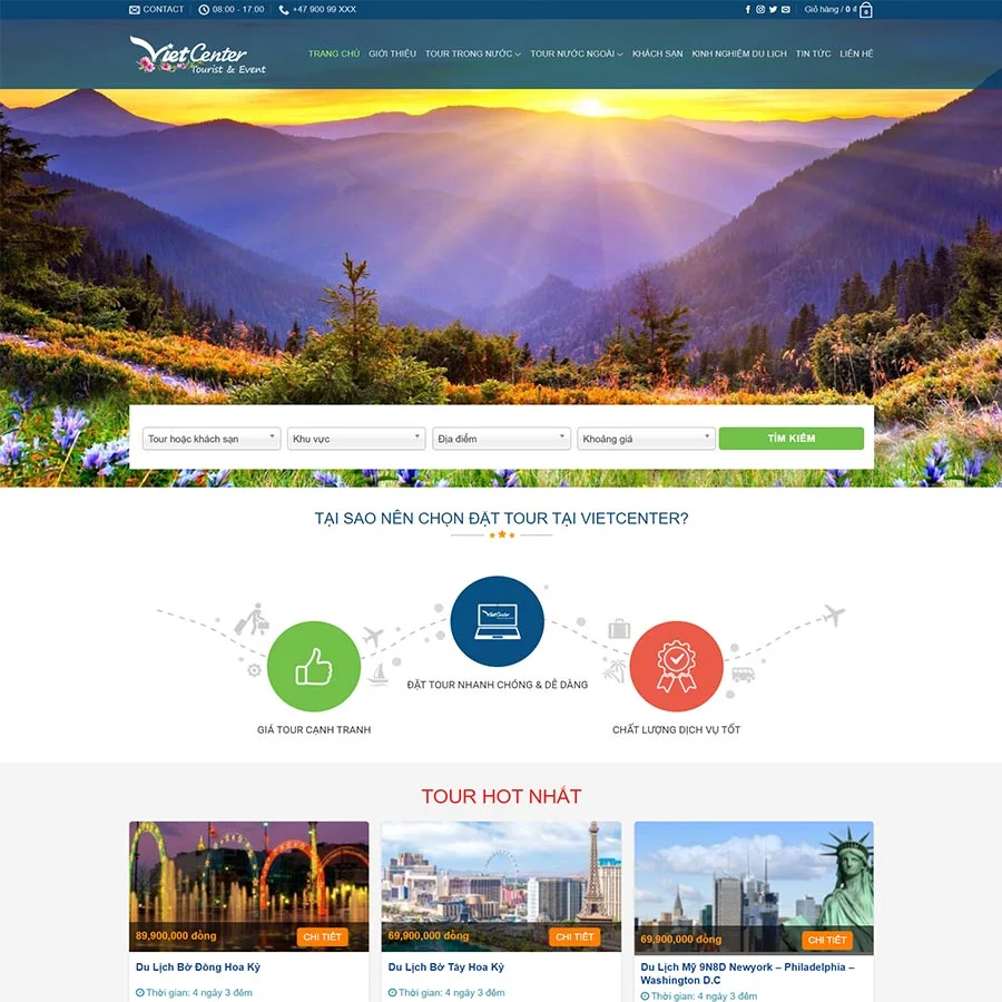 Mẫu web du lịch 17 – dịch vụ du lịch – màn hình 1