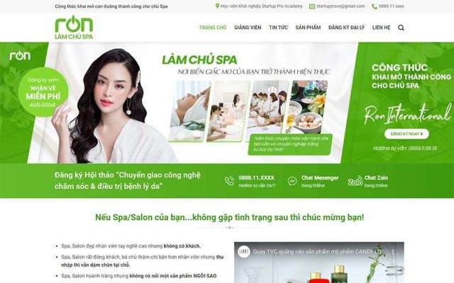 Mẫu web đào tạo chủ spa
