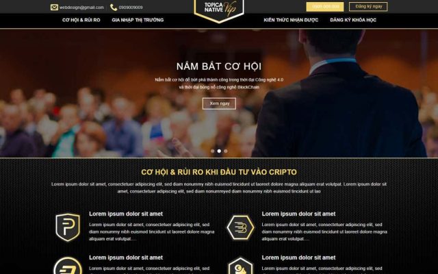 Mẫu web landing page khóa học tài chính crypto
