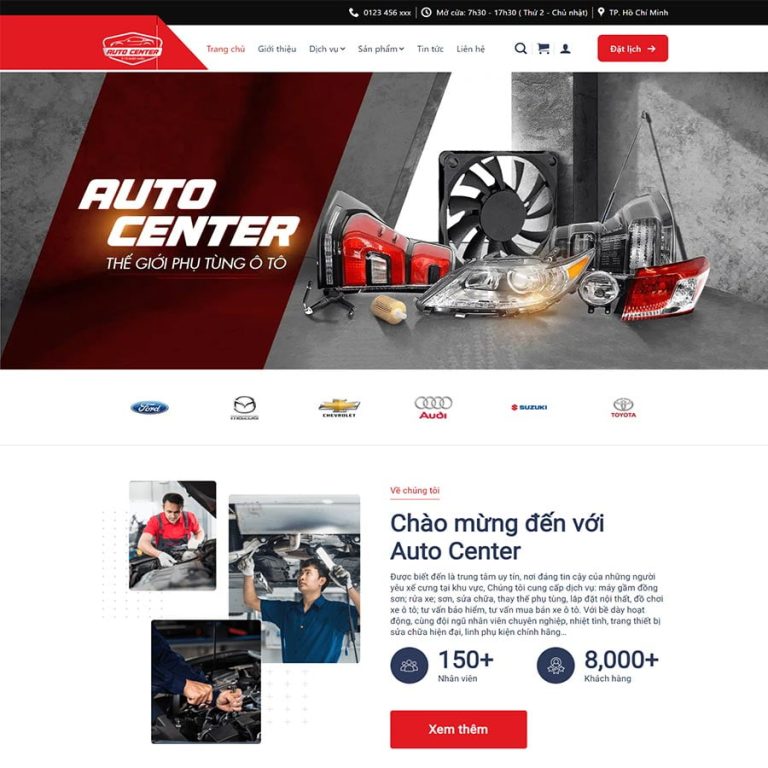 Mẫu web gara sửa chữa, bảo dưỡng ô tô 01