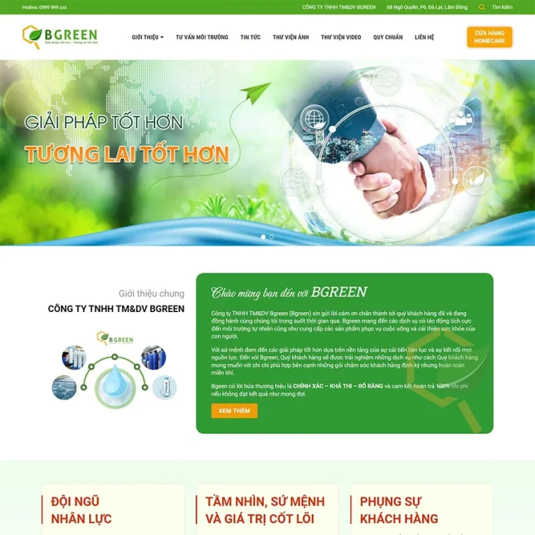 Mẫu web công ty giải pháp môi trường – tư vấn xử lý