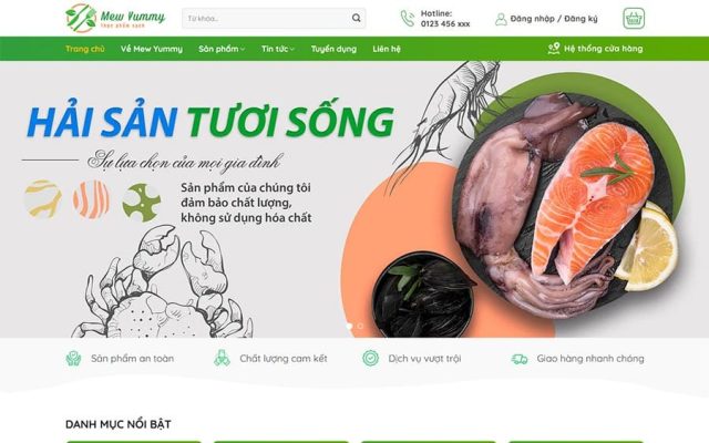 Mẫu web bán hải sản 04