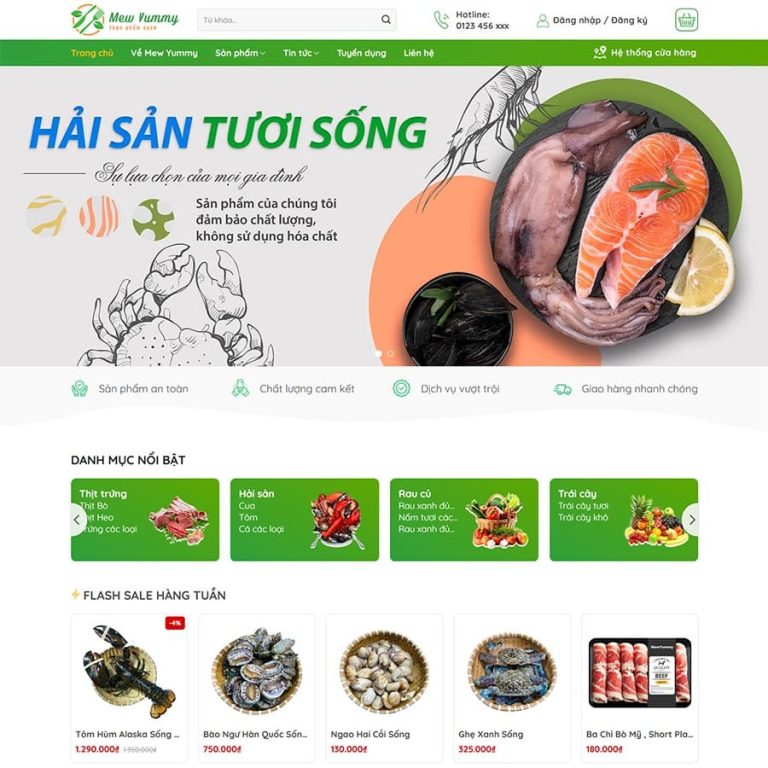 Mẫu web bán hải sản 04