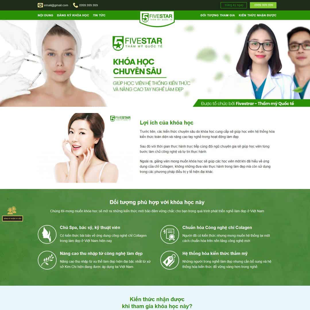 Theme WordPress Giới Thiệu Khóa Học Làm Đẹp 13 – màn hình 1