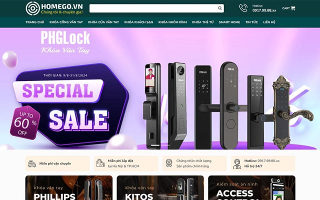 Mẫu web thiết bị smart home, khóa cửa thông minh 02