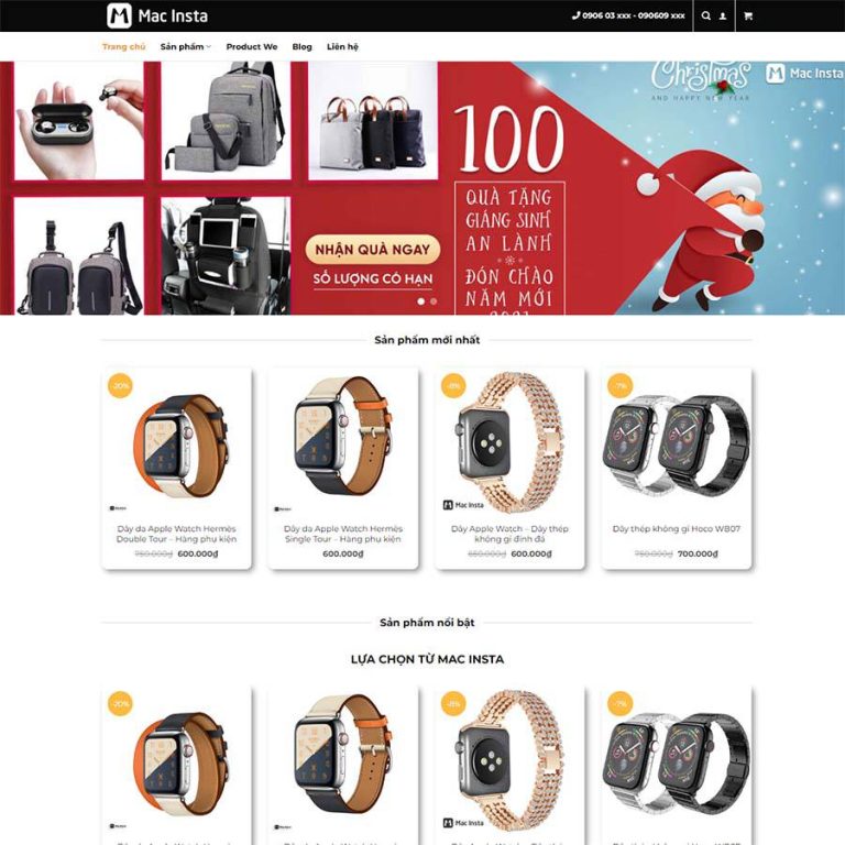 Mẫu web shop phụ kiện công nghệ – shop online