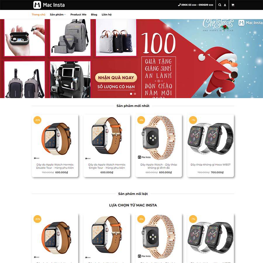 Mẫu web shop phụ kiện công nghệ – shop online – màn hình 1