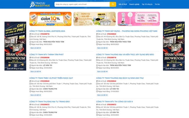 Mẫu web tra cứu mã số thuế 01