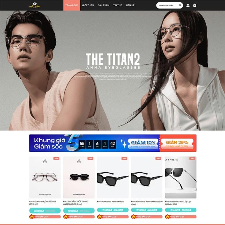 Mẫu web cửa hàng kính mắt 01