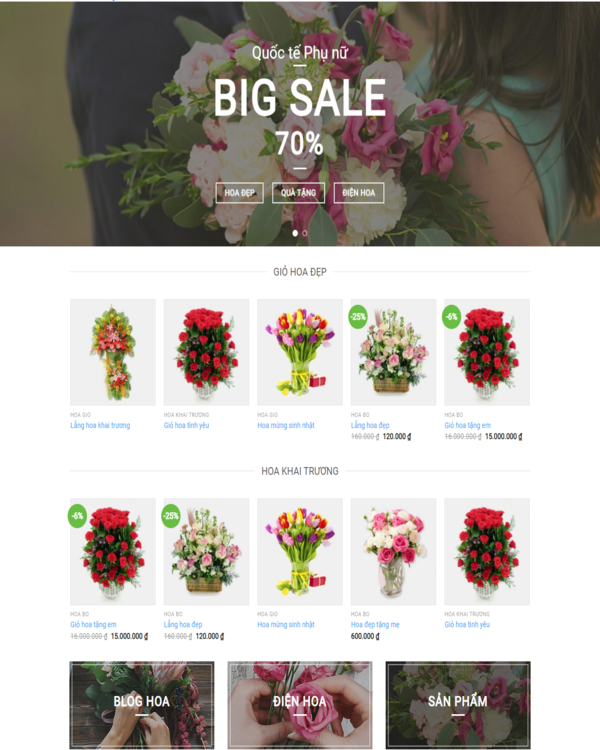 Mẫu Website Bán Hoa Tươi Hoa Trang Trí – Shop Online – Cài Đặt Sẵn – màn hình 1