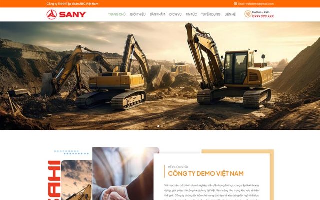 Mẫu web thiết bị công nghiệp, máy công trình 05
