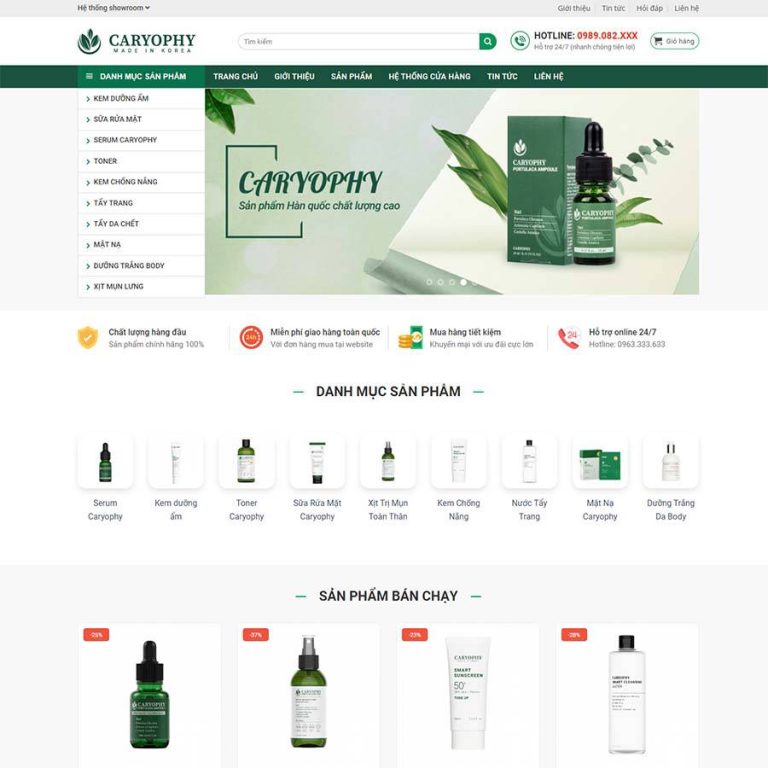 Mẫu Website Mỹ Phẩm 10 – Shop Online – Cài Đặt Sẵn
