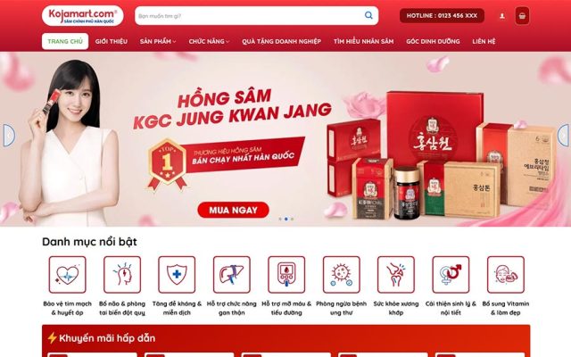 Mẫu web shop dược liệu, nhân sâm 04