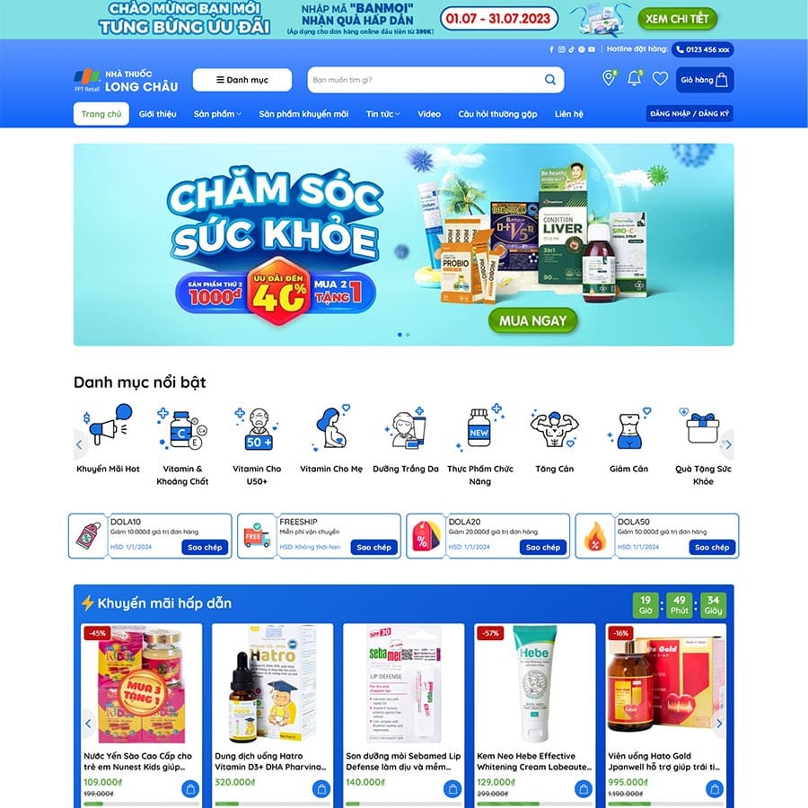 Mẫu giao diện Nhà Thuốc Chuyên Nghiệp Lasa – màn hình 1