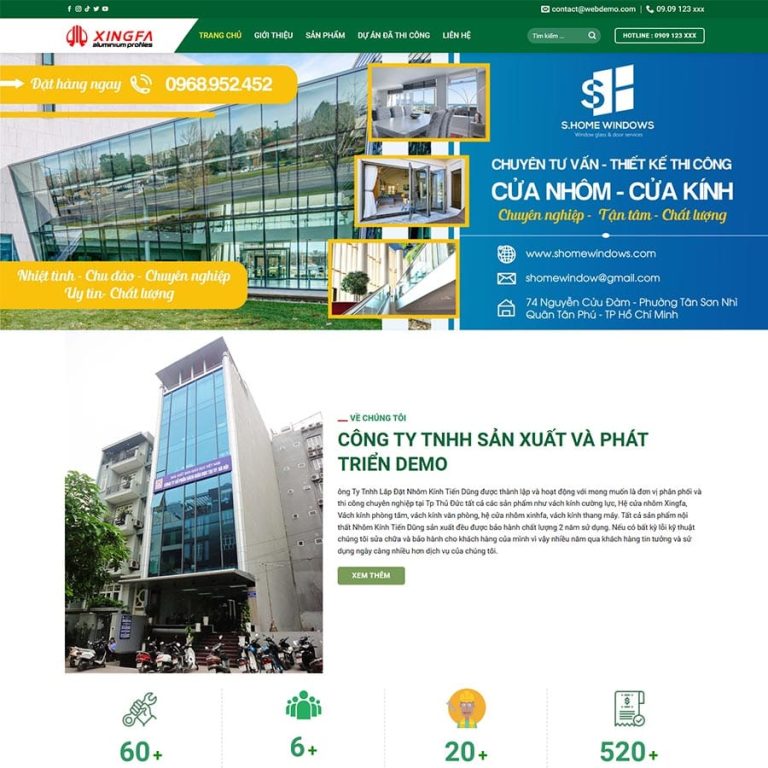 Mẫu web công ty nhôm kính 04