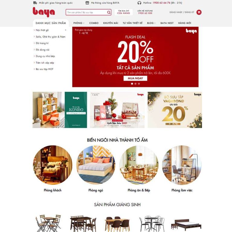 Mẫu web nội thất 24 – shop online