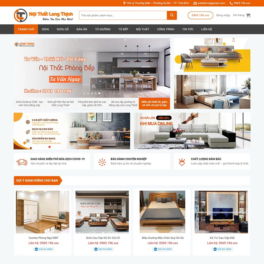 Mẫu web nội thất 37 – thiết kế nội thất – shop online – màn hình 1