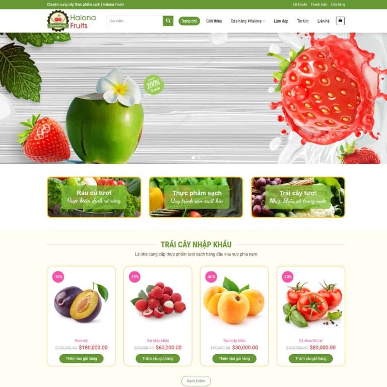 Mẫu web trái cây hoa quả nông sản – shop online