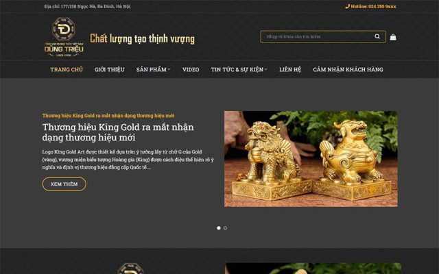 Mẫu web bán vật phẩm, phong thủy 01
