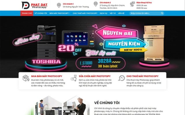 Mẫu web bán và cho thuê máy photocopy 01