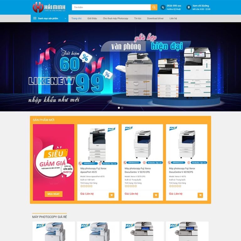 Mẫu web bán và cho thuê máy photocopy 02