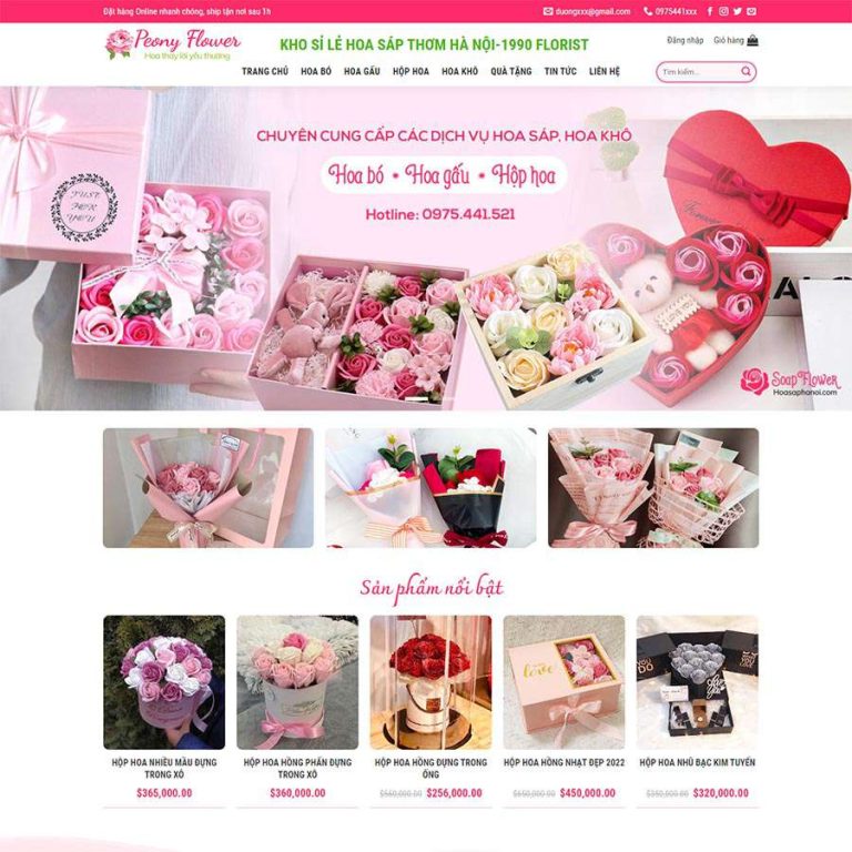 Mẫu Website Cửa Hàng Bán Hoa 03 – Shop Online – Cài Đặt Sẵn