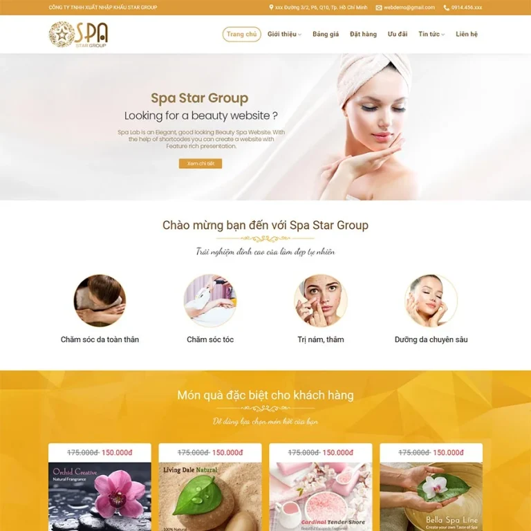 Mẫu Website Spa Làm Đẹp 11 – Thẩm Mỹ Viện – Salon – Shop Online – Cài Đặt Sẵn