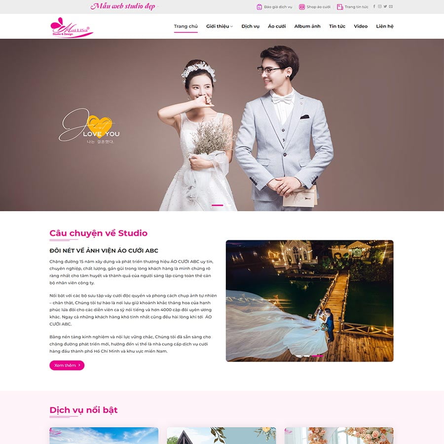 Mẫu web dịch vụ studio, chụp ảnh cưới 06 – màn hình 1