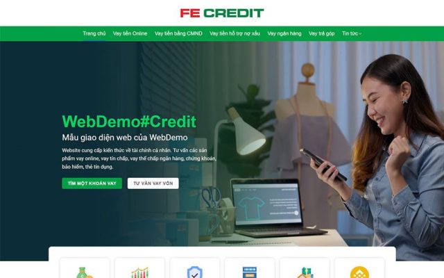 Mẫu web vay vốn tài chính 03 – hỗ trợ tín dụng