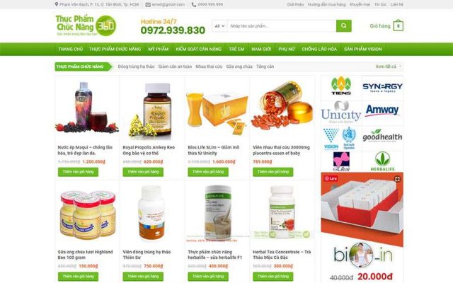 Mẫu web thực phẩm chức năng 14 – shop online