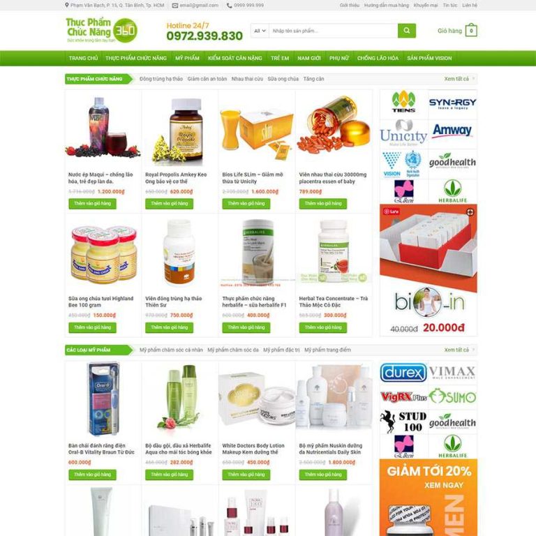 Mẫu web thực phẩm chức năng 14 – shop online