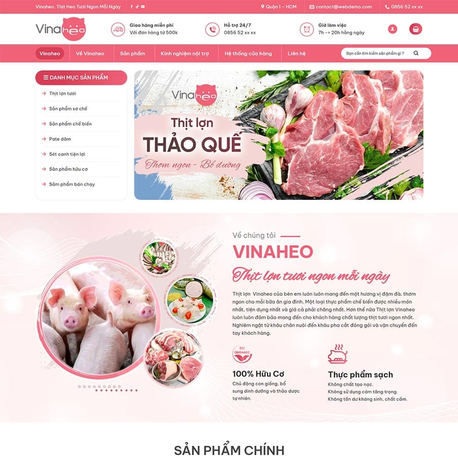Mẫu web thực phẩm sạch 12 – màn hình 1