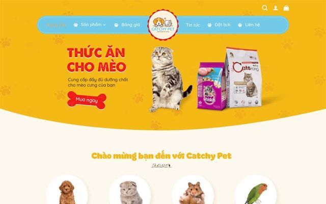 Mẫu web bán đồ chơi, thực phẩm thú cưng 02
