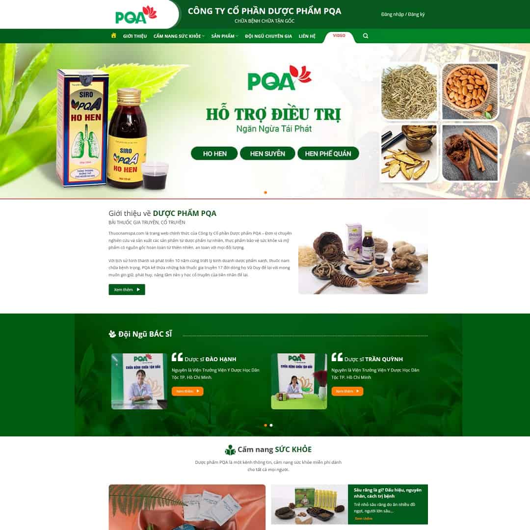 Mẫu web shop dược liệu, thuốc nam 01 – màn hình 1