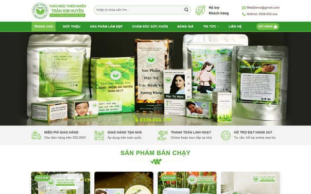 Mẫu web shop dược liệu, thuốc nam 02