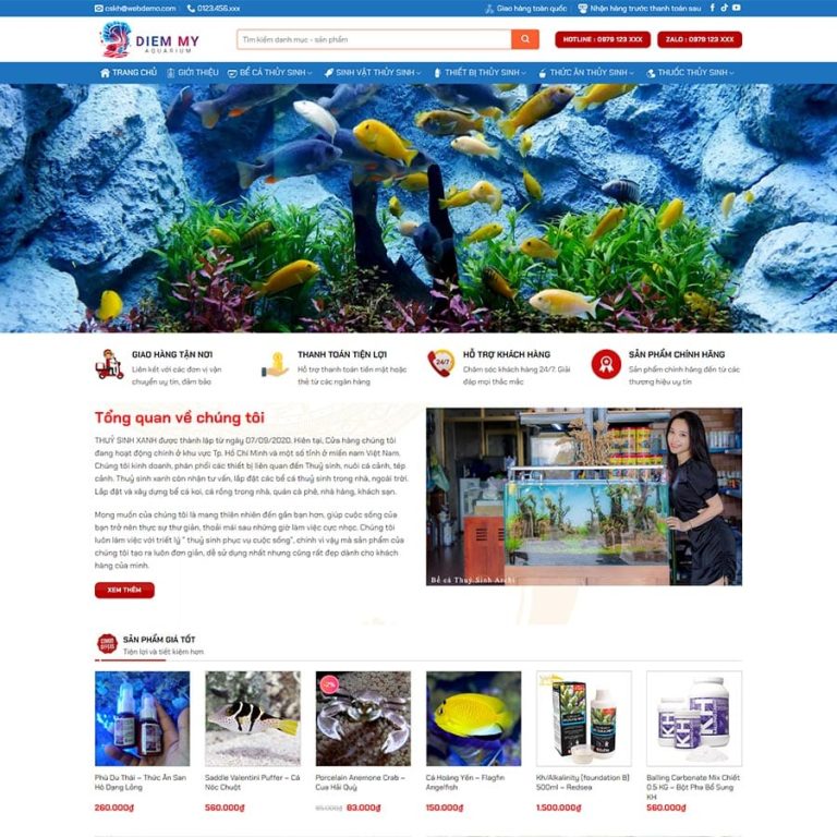 Mẫu web thủy sinh, cá cảnh 02
