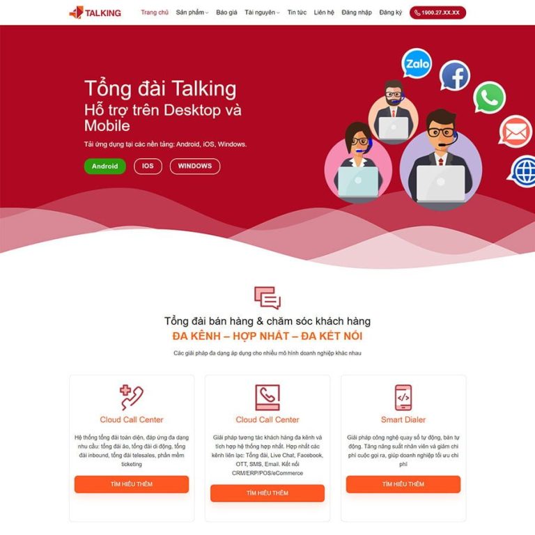 Mẫu web tổng đài call center – dịch vụ cskh