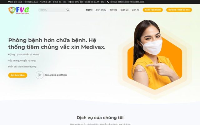 Mẫu web trung tâm tiêm chủng vắc xin 01