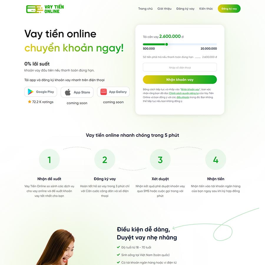 Mẫu web dịch vụ vay tiền 03 – màn hình 1