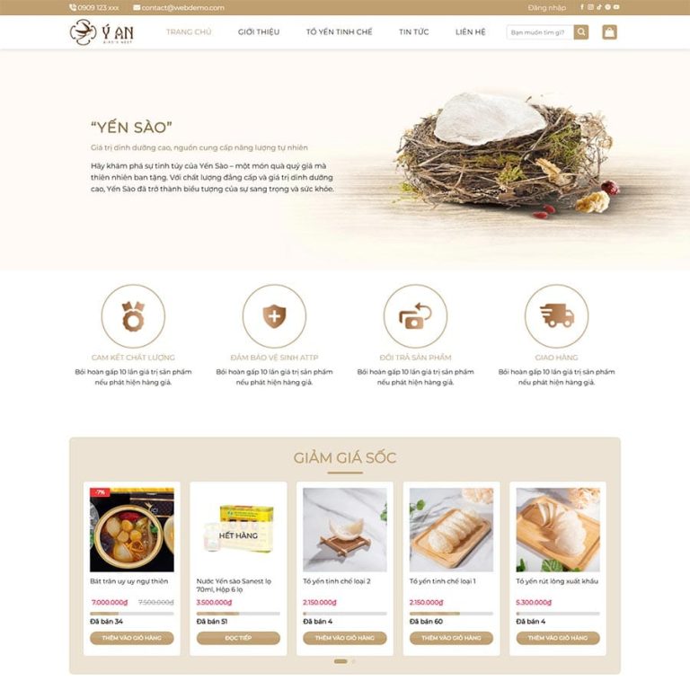 Mẫu web shop dinh dưỡng, yến sào 03