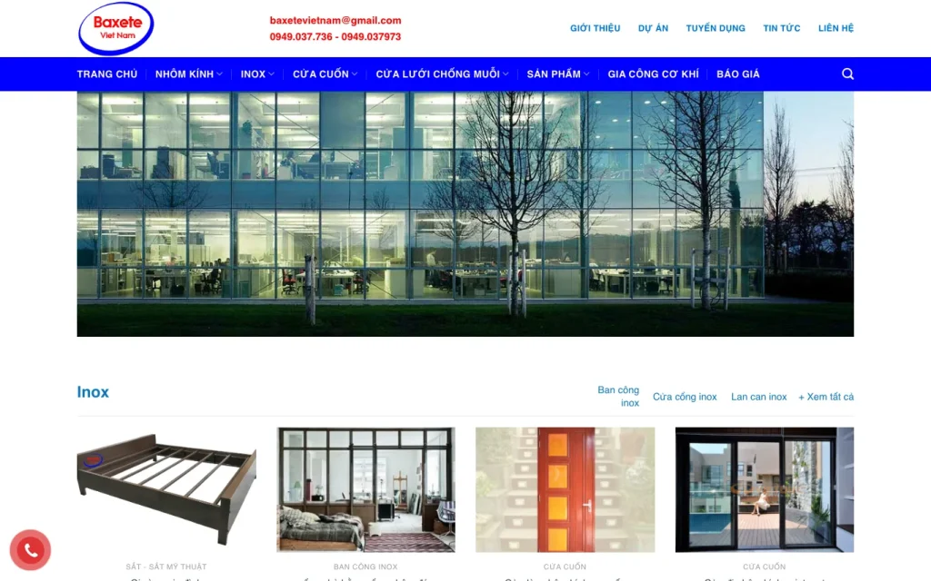 Website Baxete Việt Nam – giao diện máy tính