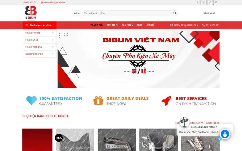Website Bibum Việt Nam – giao diện máy tính