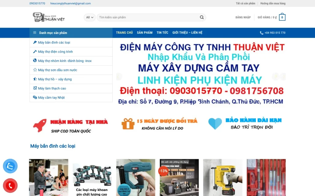 Website Điện máy Thuận Việt – giao diện máy tính