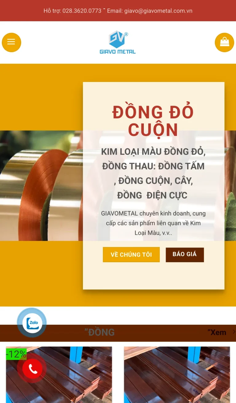 Website Đồng Thanh Cái – giao diện điện thoại