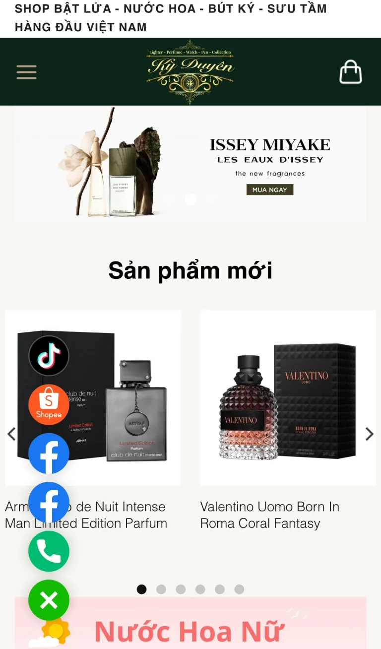 Website Kỳ Duyên Store – giao diện điện thoại