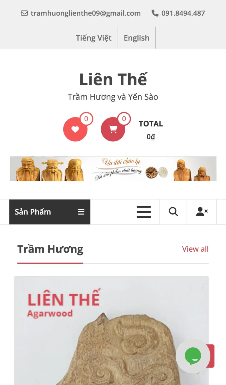 Website Liên Thế – giao diện điện thoại